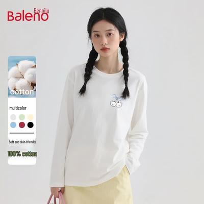 Baleno Women's 100% Cotton Cherry Bear Print Long-Sleeve T-Shirt
