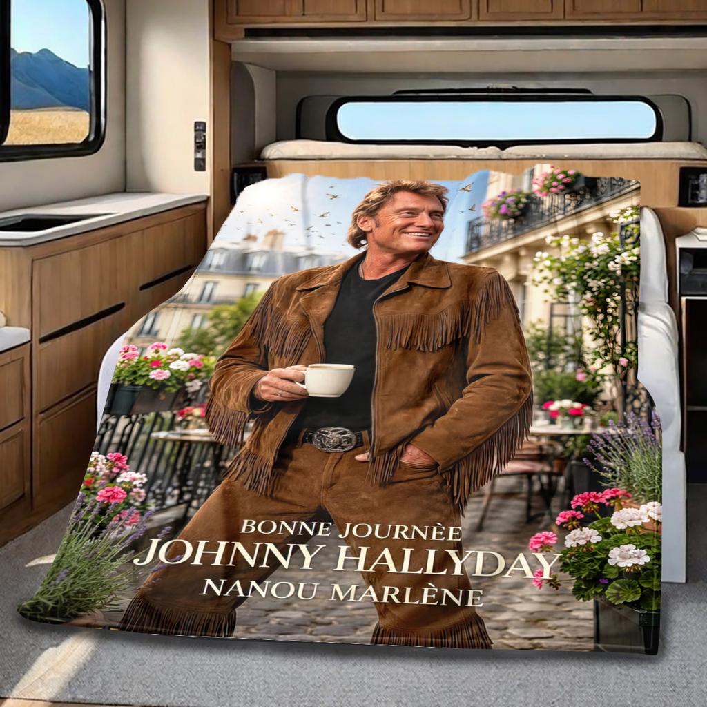 French legendary rock singer and actor Johnny Hallyday blanket soft home furnishing nap decoration four seasons warm Sherpa blanket U6