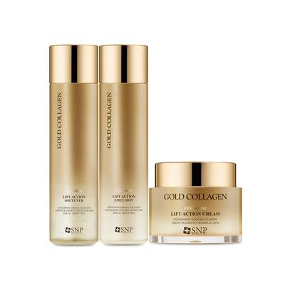Premium Gold Collagen Lift Action Toner 150ml + Lotion 150ml + Cream 50ml Basic 3-piece Set