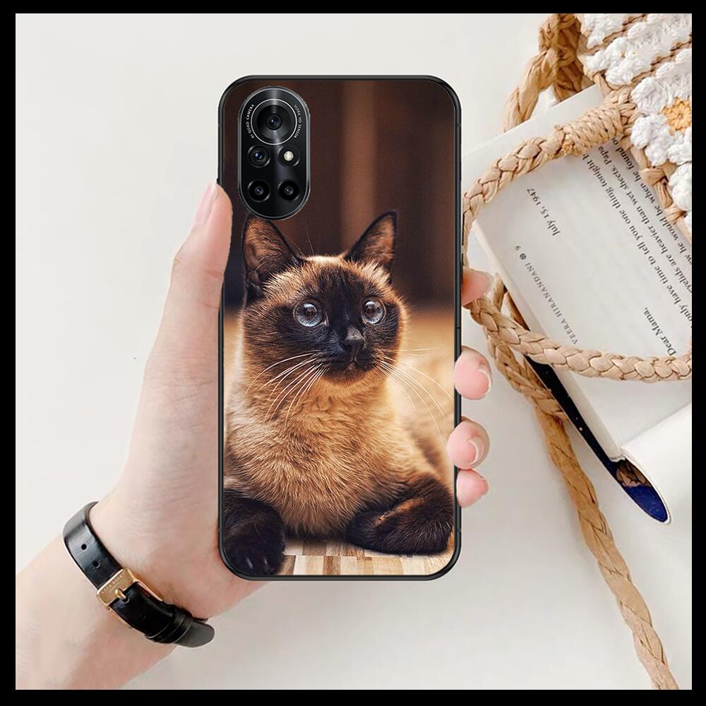 Funny Cartoon Cat Clear Phone Case For Huawei Honor 20 10 9 8A 7 5T X Pro Lite  5G  Black Etui Coque Hoesjes Comic Fash Design