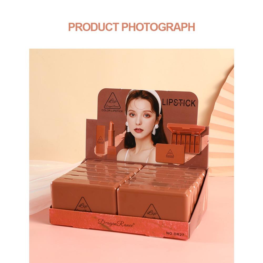 Dragon Ranee Mini Cute Small Lipstick Box Matte 6 Nude Fog Lipstick Red Suits