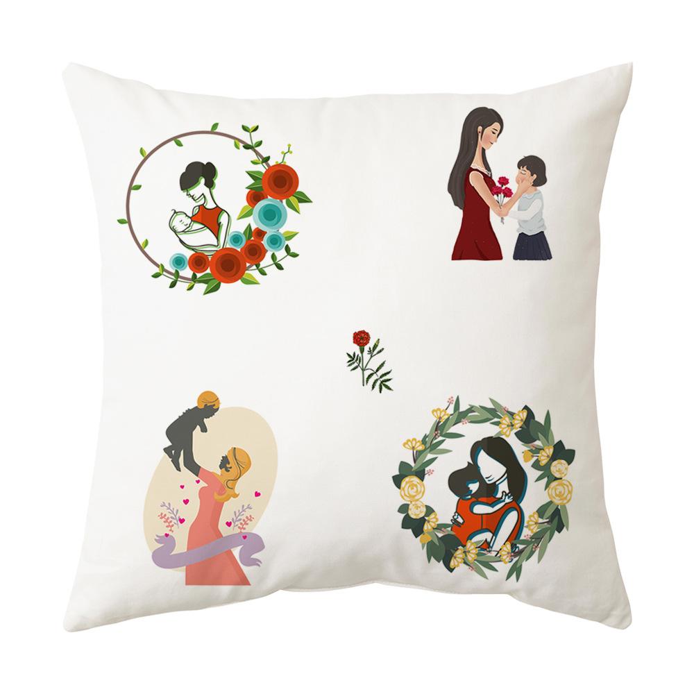 Mother's Day Pillowcase Single-sided Printed Cushion Cover Sofa Pillow Peach Skin Velvet Linen Pillowcase