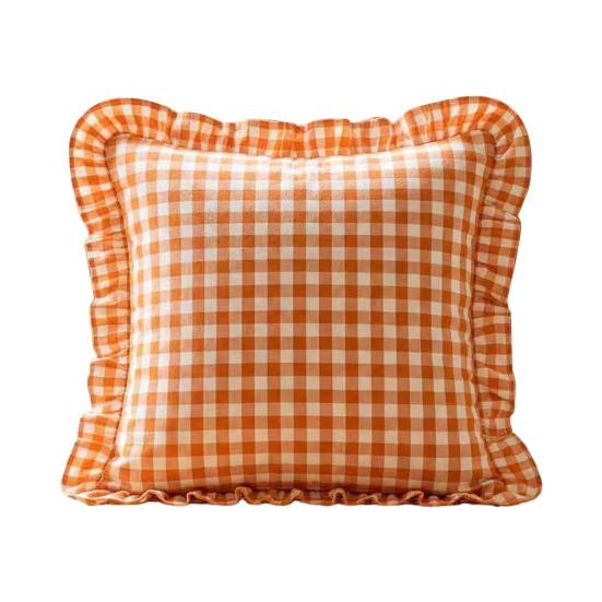 Copricuscino Decorativo a Volant per Divano Letto Quadrato, Federa a Quadri in Cotone con Bordo Arricciato, Cuscini Monocolore 18x18 Pollici 20x12 Copertura Decorativa per
