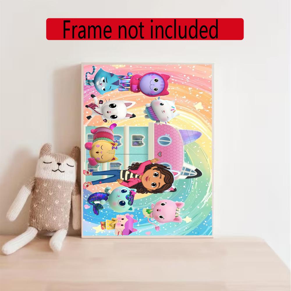 Cartoon Cute Gabbys Diamond Painting Round Diamond Mosaic Rhinestones Diamond Embroidery Craft Kit Wall Decor Without Frame