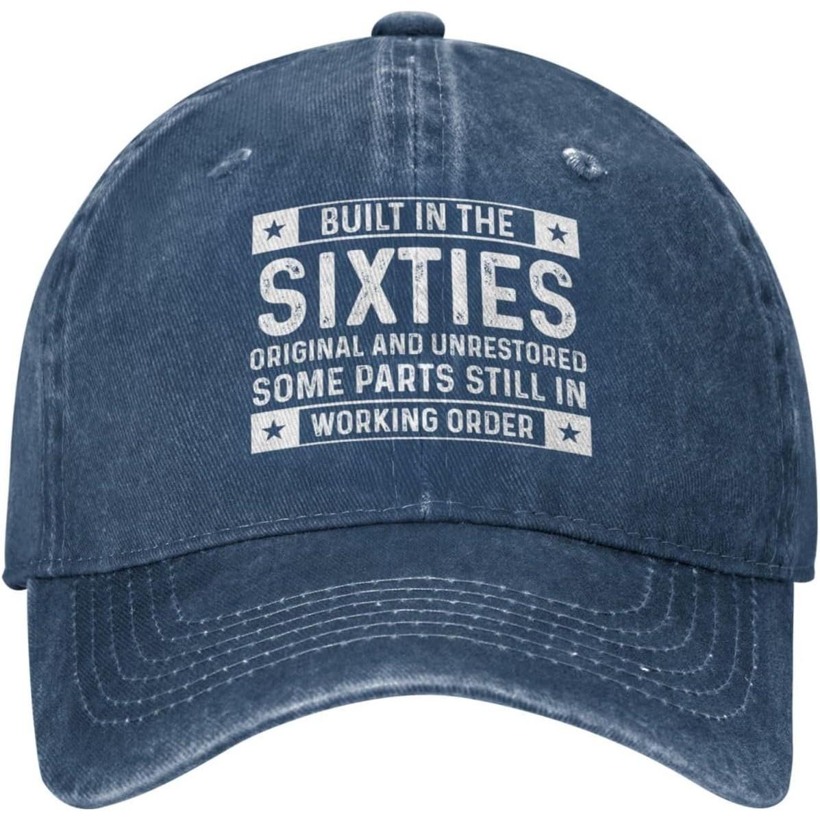 Built In The Sixties Baseball Cap Original Unrestored Parts Adult Distressed Denim Adjustable Hat Can Be Adjusted