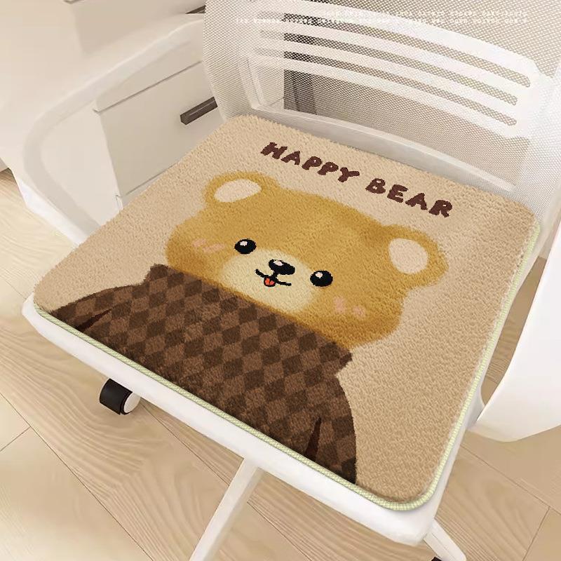 Cartoon Plush Non-Slip Chair Cushion – Soft Imitation Cashmere for Office, Student, or Sofa Seating