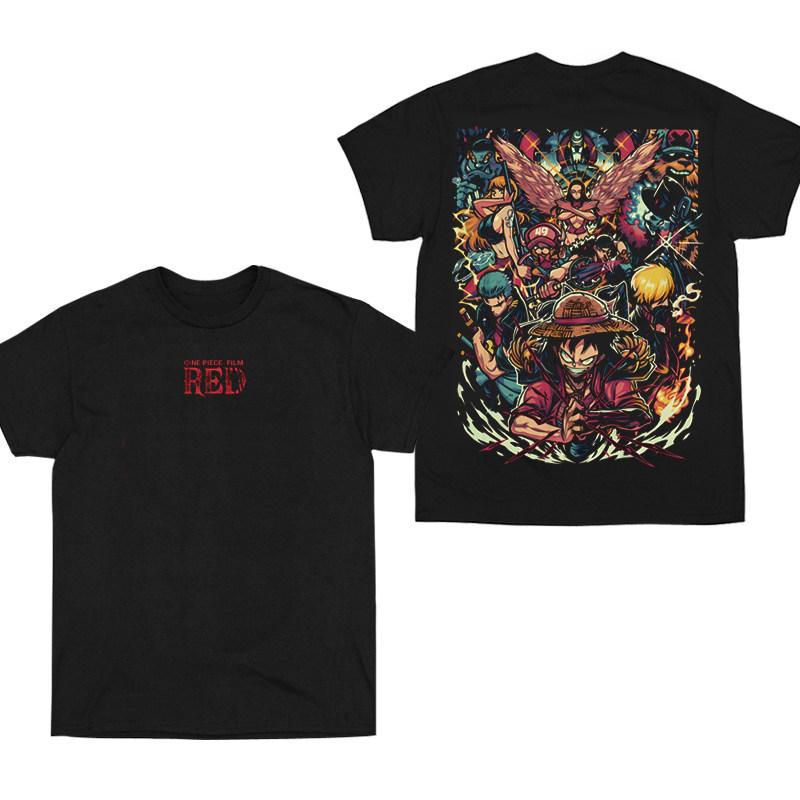 One Piece Luffy Graphic Printed T-shirt Anime Cotton Comfortable Parent-child Clothing