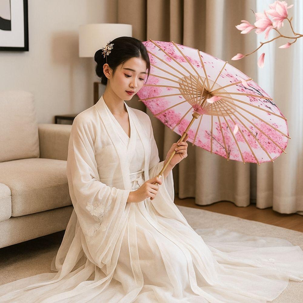 Bamboo Ancient Dance Umbrella Handmade Costume Parasol Oil Paper Umbrella  Hotel Ceiling