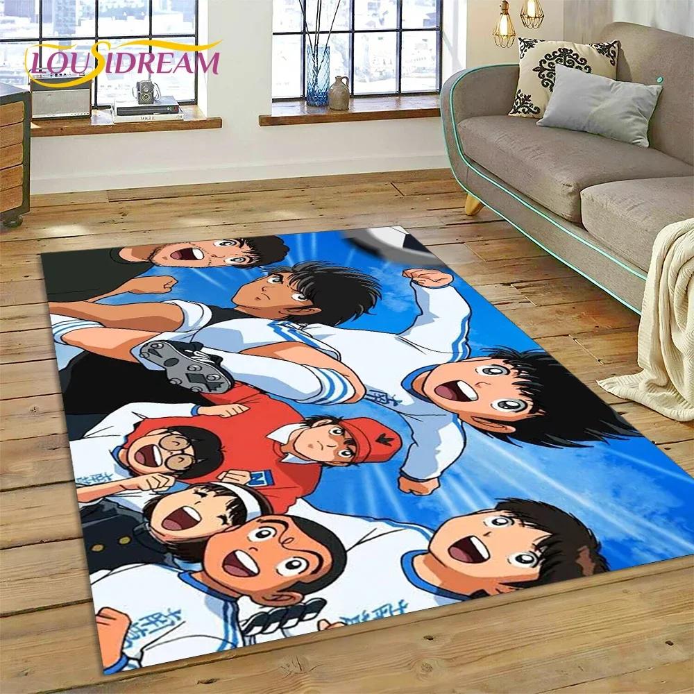 3D Cartoon Captain Tsubasa Fußballteppich für Schlafzimmer Wohnzimmer Heimsofa Dekoration, Kinderspiel Große Dekor Bodenmatte