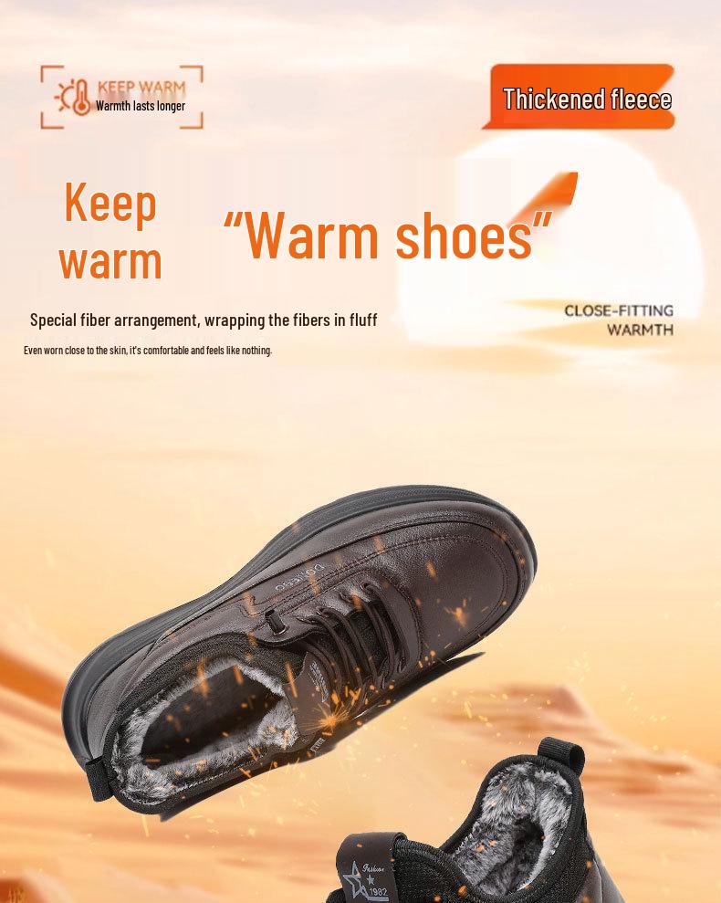 Pánské zimní protiskluzové teplé nepromokavé bavlněné boty pro střední a starší věk