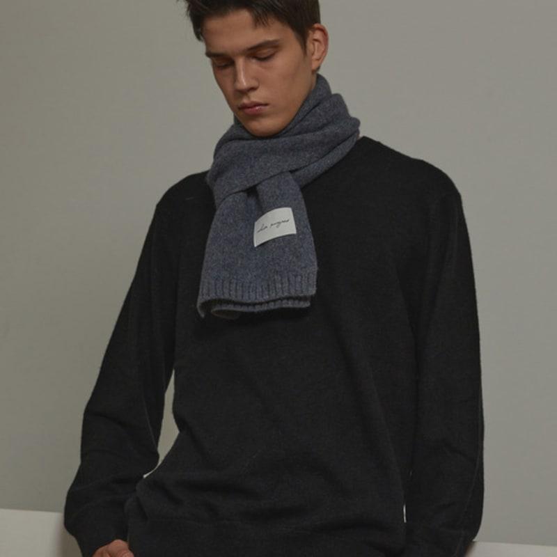 White Project VIRGIN WOOL KNIT MUFFLER_GREY