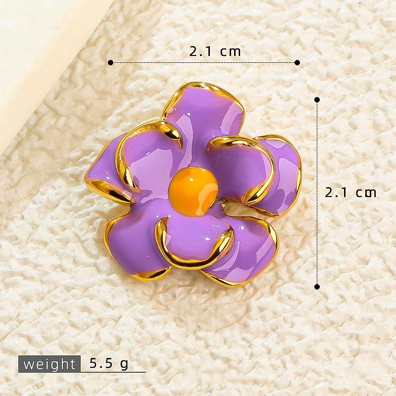 French Drip Flower Oil Painting Pendant Necklace & Heart Earring Charms in Stainless Steel - DIY Titanium Jewelry Accessories for Women