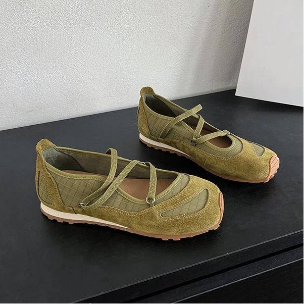 Weiches Leder Mary Jane Damenschuh Elastisches Band Weiche Sohle Ballett Freizeit Sportschuhe