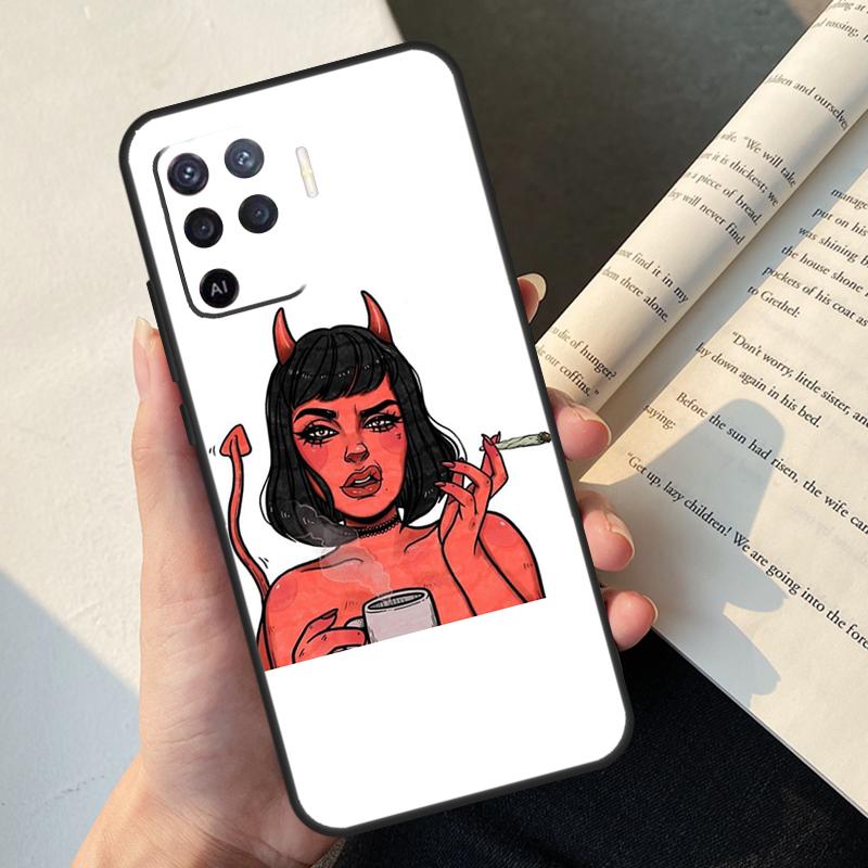 Devil Woman Case For Oppo A58 A98 A78 A18 A38 A60 A80 A40 A77 A57 A17 A74 A54 A94 A96 A76 A16 A15 A5 Pro