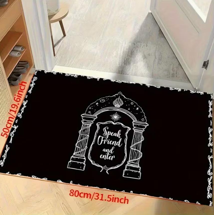 Vintage Style Floor Mat Speak Friend and Enter Slogan Anti Slip Capet Living Room Bedroomoffice Area Carpet Home Decoration Rug