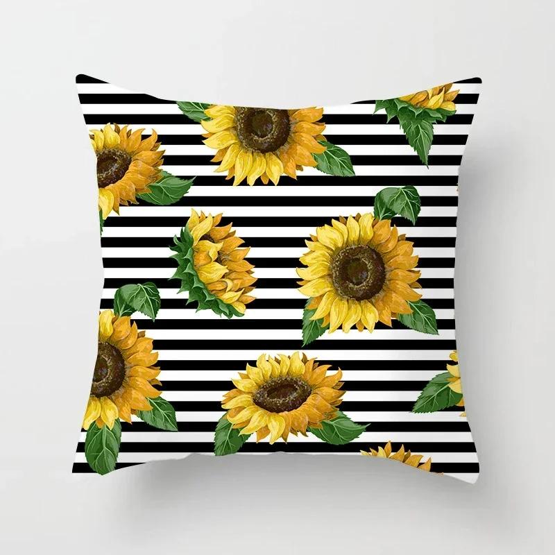 Kissenbezug mit Sonnenblumen-Druck Sofa Heim Dekoratives Kissen s Druckbezug Prachtvolle Blume Pflanze