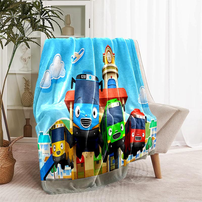 1 pezzo Coperta Tayo il Piccolo Autobus Design Stampato, Coperta Leggera per Divano, Letto - Morbida e Calda, Regalo per Tutte le Stagioni come Natale, Halloween