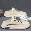 2025 Half Shoes For Men Mules Sandals Flat Summer Backless Loafers Slippers Man Slides Lace Up Mens Semi-Drag Casual Board Shoes