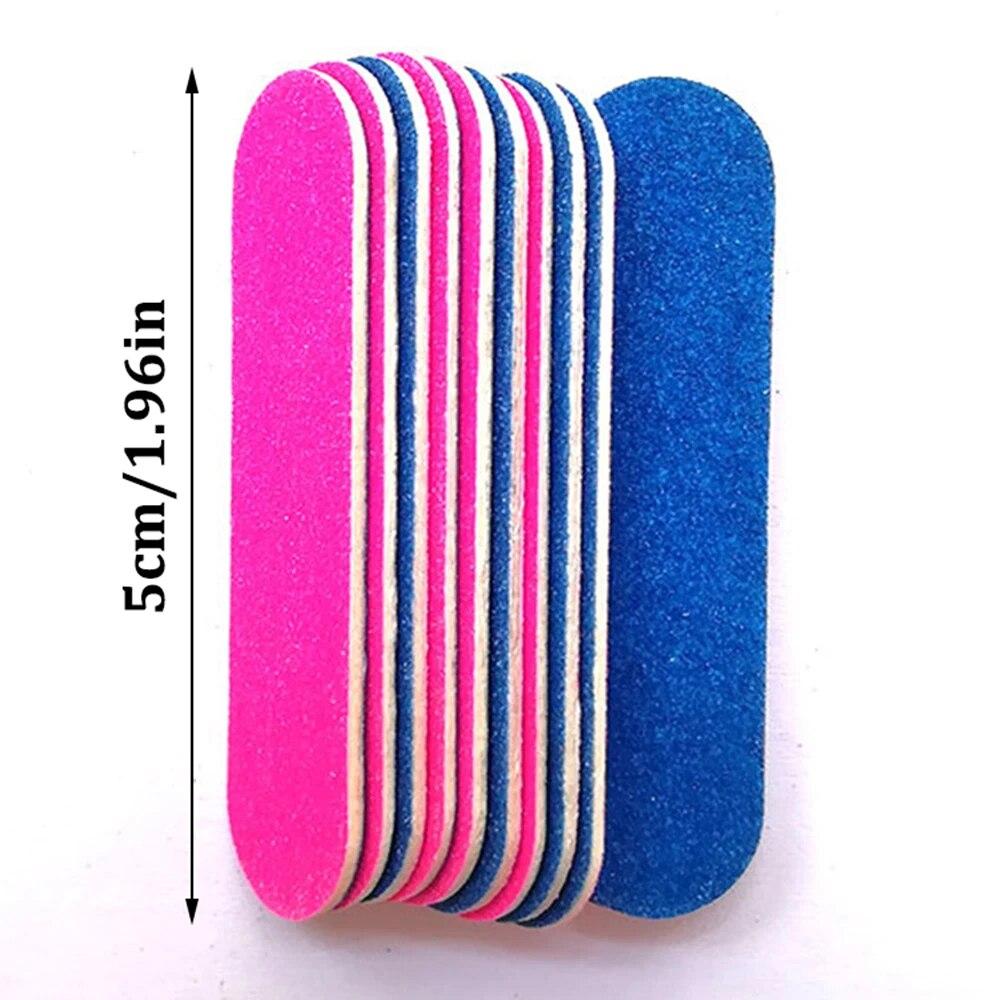 50/100Pcs Double Side Nail Files Mini Sanding Buffer Block Set For Gel Polish Manicure Pedicure Salon Nail Art Tool Matte Pen Na