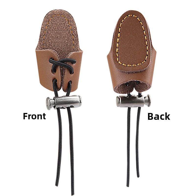 

Double-layer Cow Leather Finger Wrench Mongolian Thickened Finger Wrench Single Protection Elastic Adjustable Archery Protective Gear коричневий
