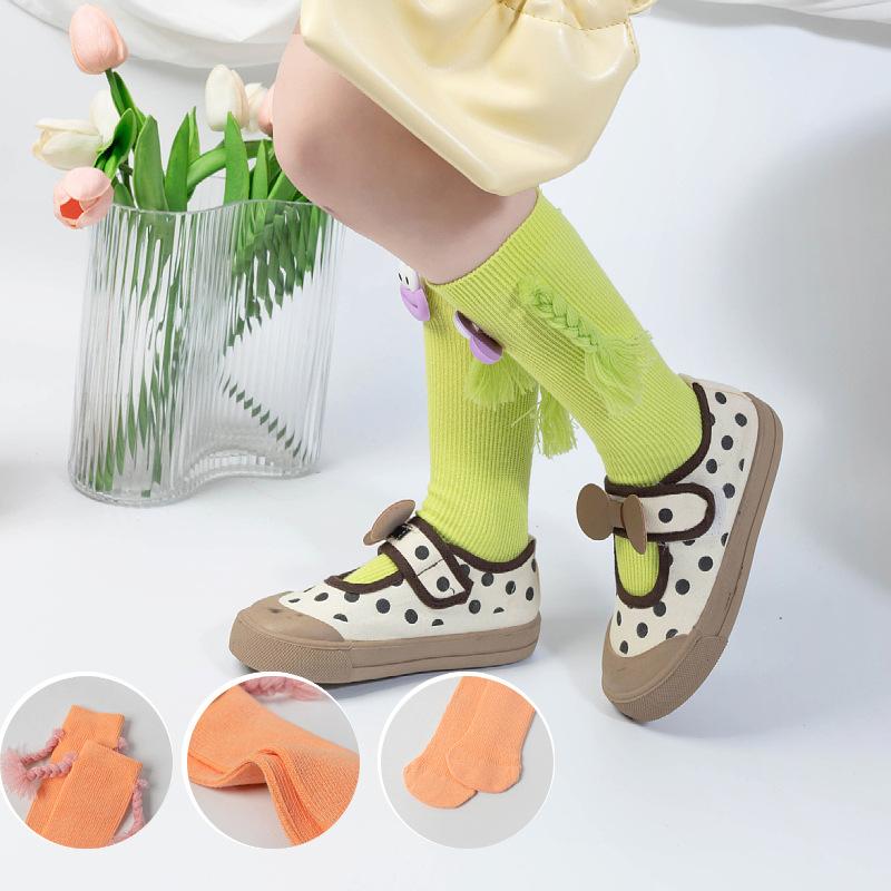 Funny Sock For Kids Ins Fashion Kids Girls Knee High Sock Cotton Cute Doll Children Socks Free Size Baby Stocking 2-10Years