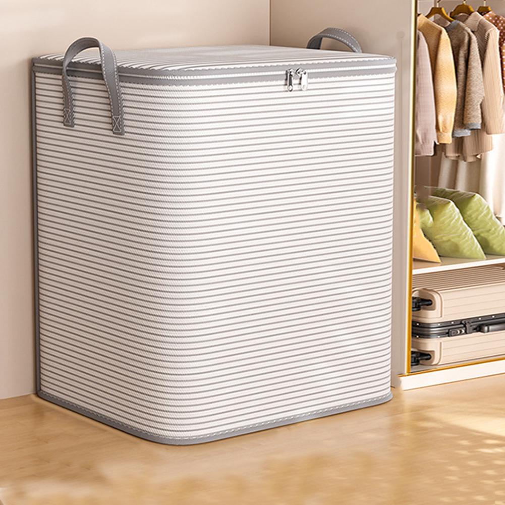 Large Capacity Household Quilt Storage Box Foldable Clothes Quilt Storage Bag with Zipper Non-Woven Bedroom Dormitory Mobile Box