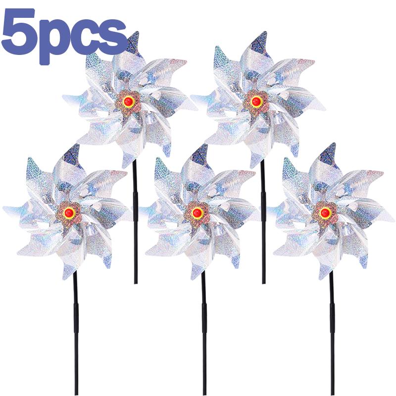 1-10pcs Sparkly Birds Deterrent Pinwheels Repeller Windmill Garden Lawn Laser Bird Repellent Reflective Pest Control Tools