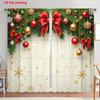 Christmas Pine Bow Curtains 2pcs   Golden Ornament Snowflake 2D Flat Print Rod Pocket for Living Room Bedroom Kitchen Privacy