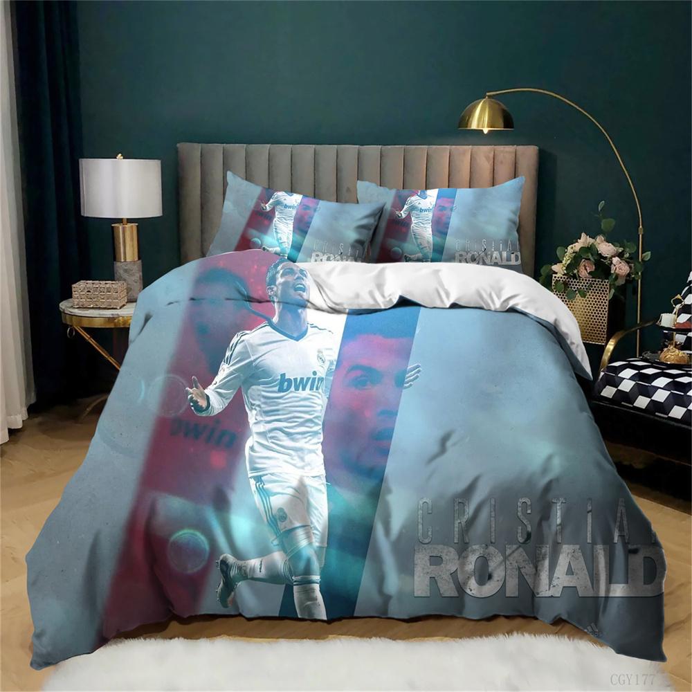 3 Pcs Quilt Cover Duvet Cover Set with Zipper Closure Cri-stiano Ronaldo Bedding Set 1 Duvet Cover and 2 Pillow Shams