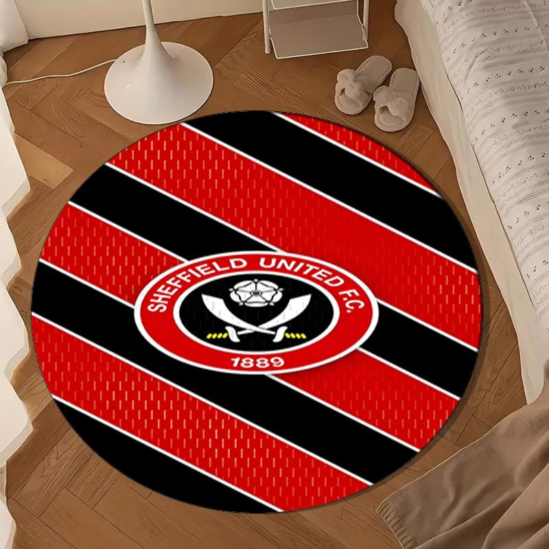 1PC Global Football Club Sheff Round Rug for Livingroom,Bedroom, Palyroom, Chair Rug, Area rug, Circle Carpet, Large Size Fan Christmas gift