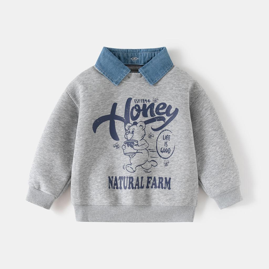 Children's fake two-piece sweater spring new Korean version children's clothing boys detachable collar jacket trendy baby top