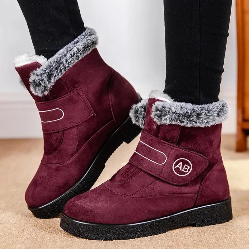 Faux Fur Platform Winter Snow Boots Women Thicken Plush Warm Cotton Padded Shoes Woman Plus Size 44 Thick Sole Ankle Boots Mujer