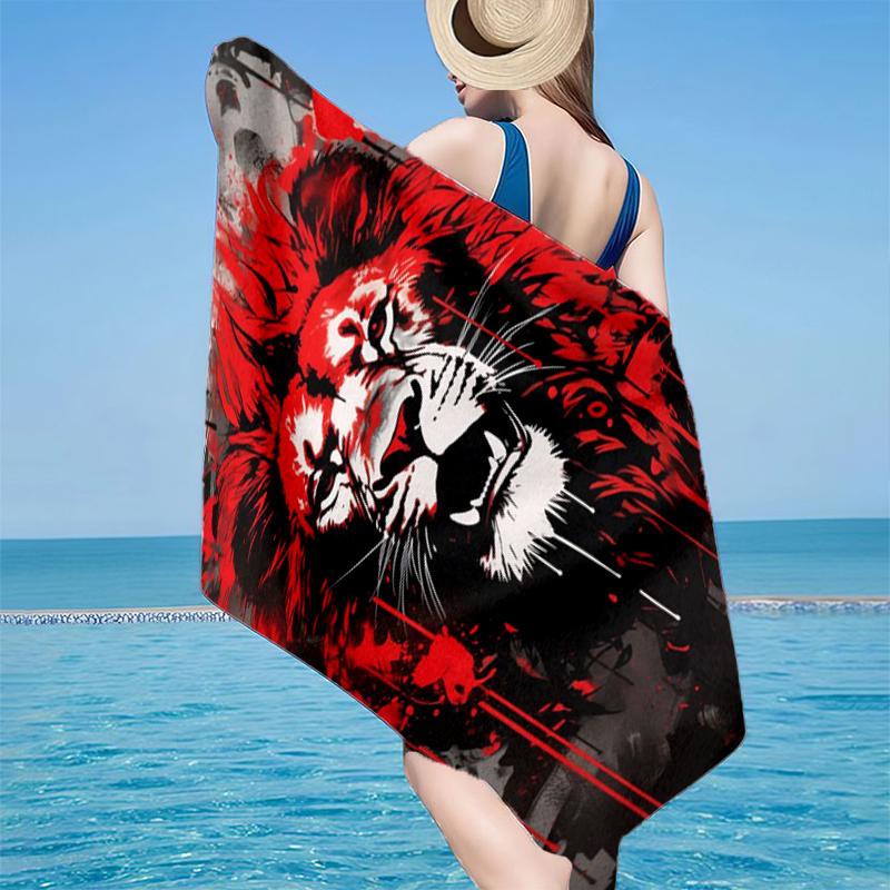 Lion Majesty In Fantasy Beach Towel, Super Soft Microfiber, Gift for Her/Him, Birthday, for Pool, Beach, Travel, Home Decor Fan Gifts
