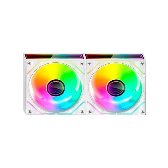 Mars Gaming MF-3DPROX2R Kit 2x Ventiladores ARGB 120mm Aspas Invertidas PWM FDB Blanco