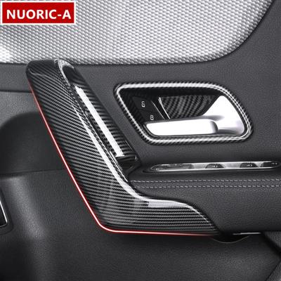Carbon Fiber Color Doorknob Frame Decoration For Mercedes Benz W177 C118 CLA A Class Interior Armrest Door Handle Cover