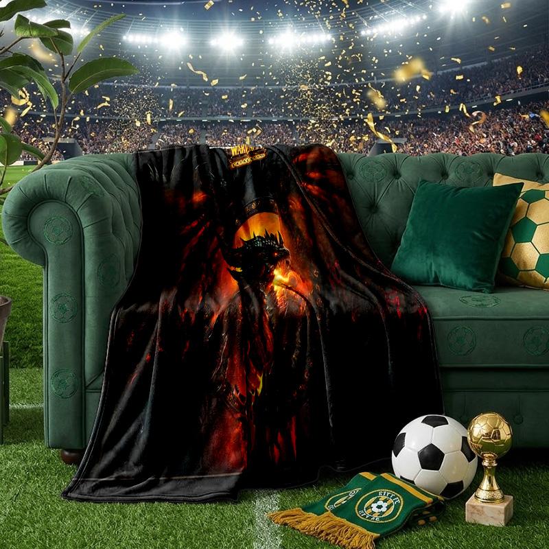 Dragon's Fiery Warcraft game Throws Blanket Flannel Blankets Plush for Couch Bed Gifts for Men Women Travel picnic blanket Christmas fan gifts