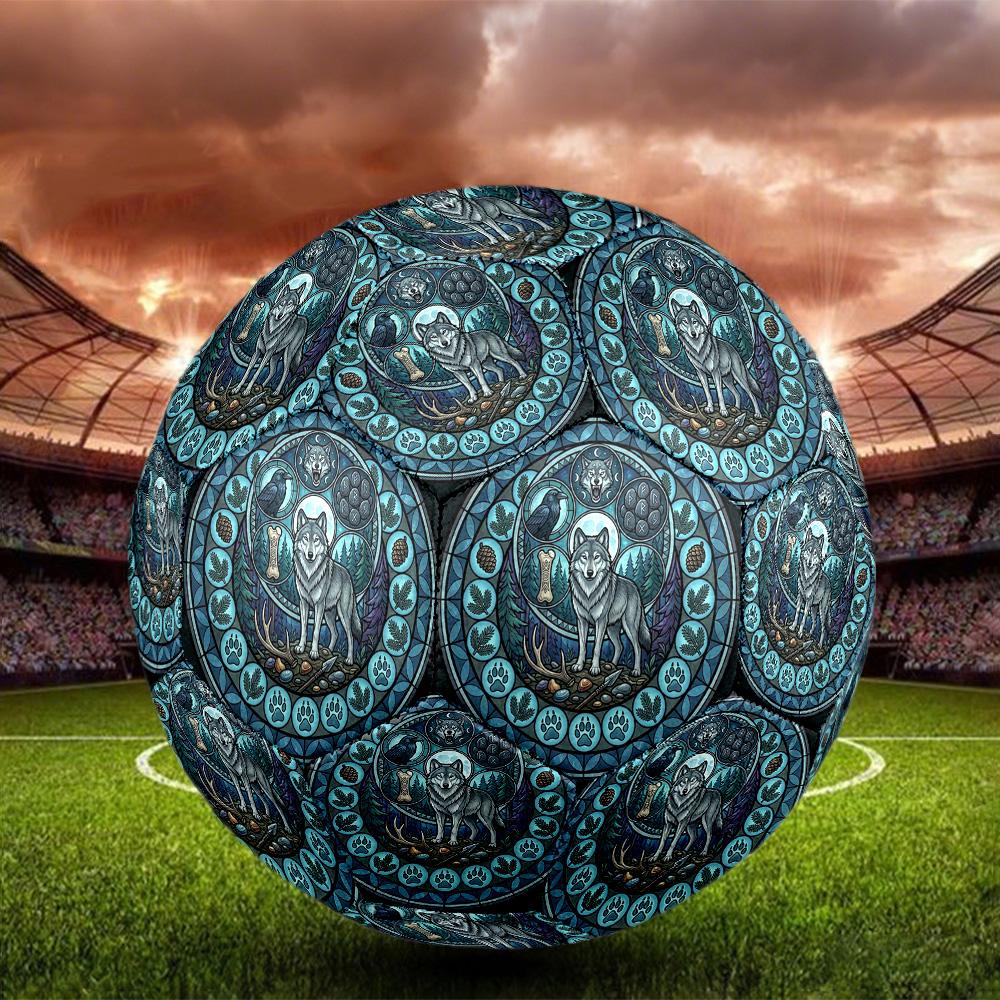 Wolf Nature Symbols Round Football Size 5 Adult Ball Suitable for Training Matches and Outdoor Team.