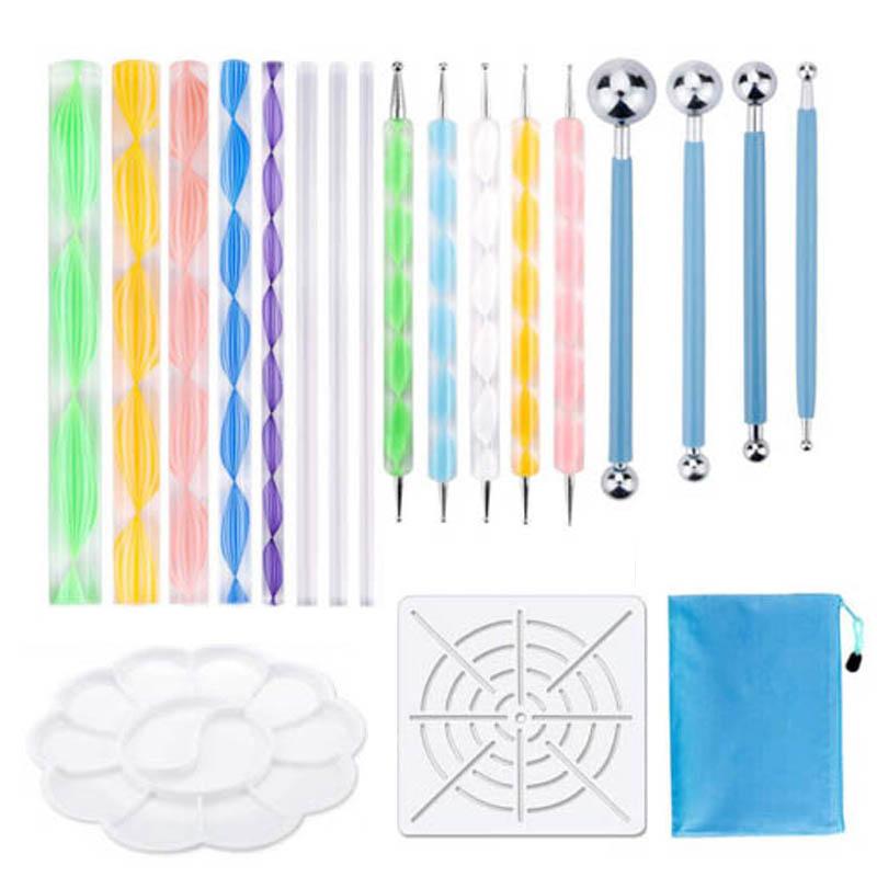 19-teiliges Mandala-Punktierwerkzeug mit wasserdichter Aufbewahrungstasche zum Bemalen von Steinen