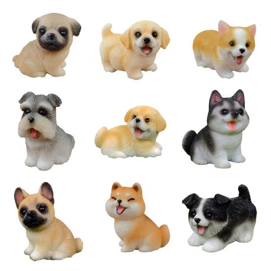 Tiny Dog Figurine Little Pet Resin Ornament Miniature Animal Figures for Micro Fairy Garden Landscape DIY Crafts Aquarium Plant Pot Decor