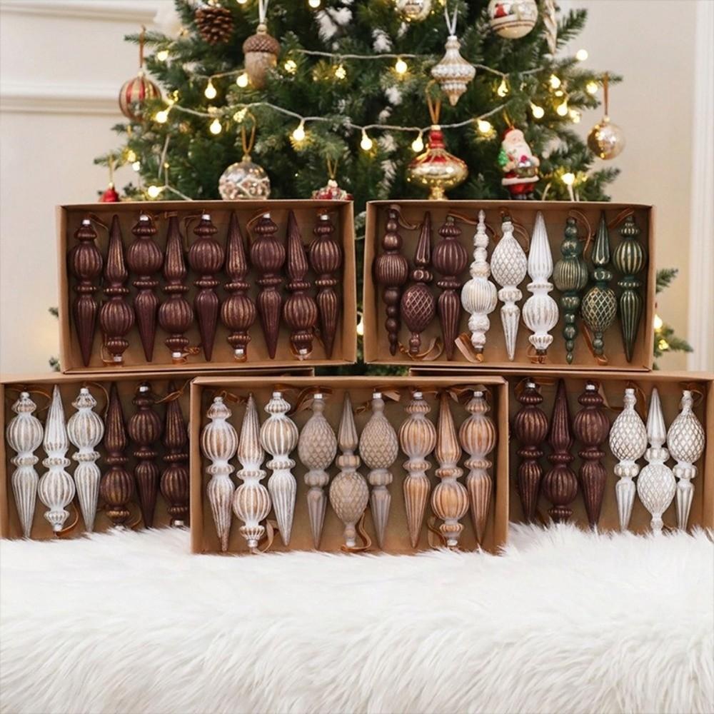 Plastic Christmas Tree Icicle Hanging Baubles Antique Style Xmas Balls Hanging Pendants  New Year