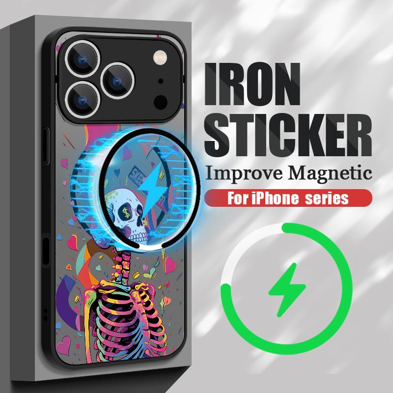 Colorful Skeleton Pattern Case For iPhone 17 Pro Max Case iPhone 16 Pro Max 15 14 13 16E 17E Magnetic For Magsafe Hybrid Matte Cover