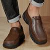 Fashion Handmade Men's Slip-On Loafers Hands-Free Casual Dress Shoes Durable Genuine Leather Non-Slip Rubber Sole Comfortable Footwear