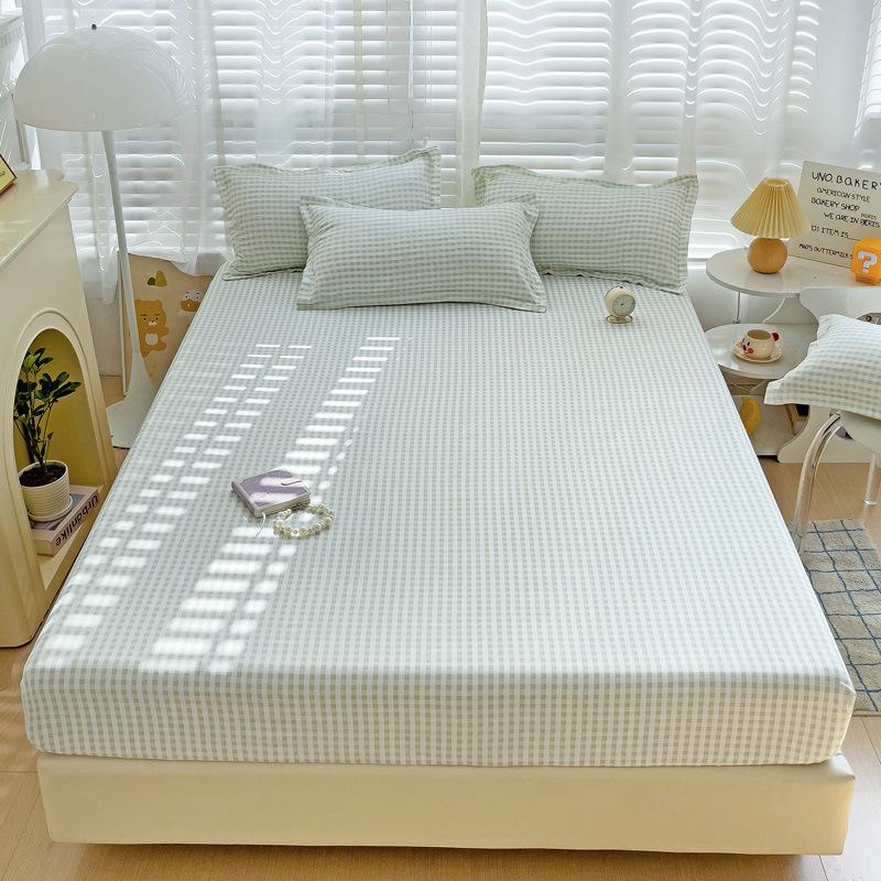 Four Seasons Skin-friendly Washed and Brushed Solid Color Pillowcase Protective Cover Double Fitted Sheet Taiwan Bed Bag