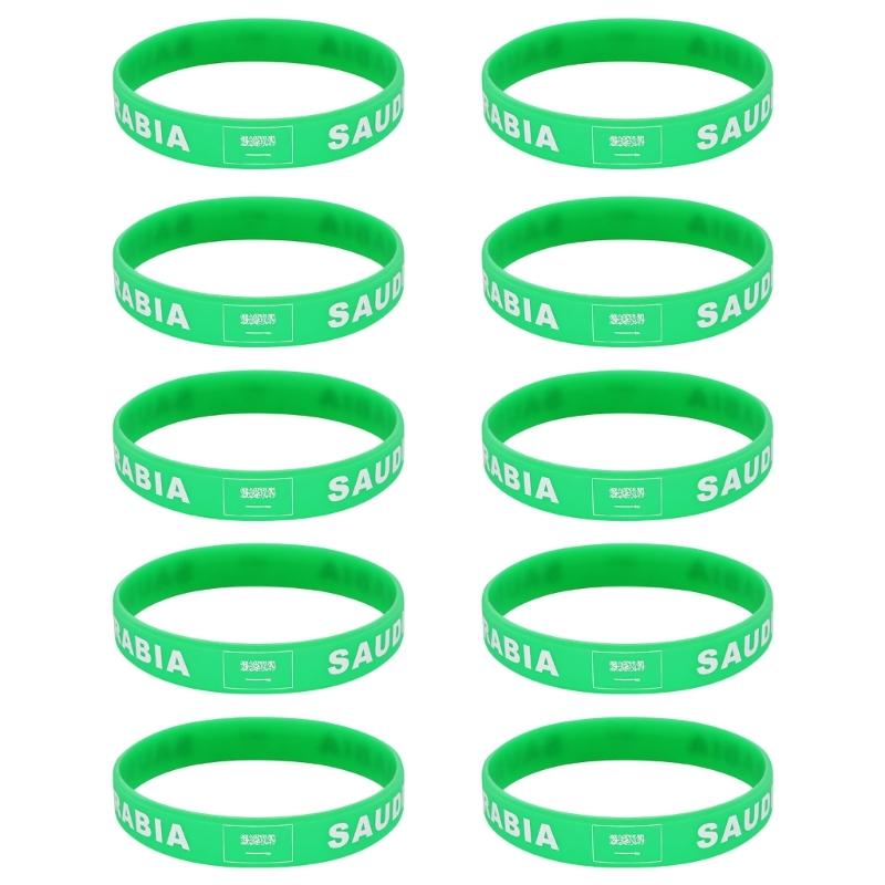 Set Of 10 Piece Vibrant Silicone Wristbands With 2026 Sports Event Country Flags Ideal For Gifts And Parties