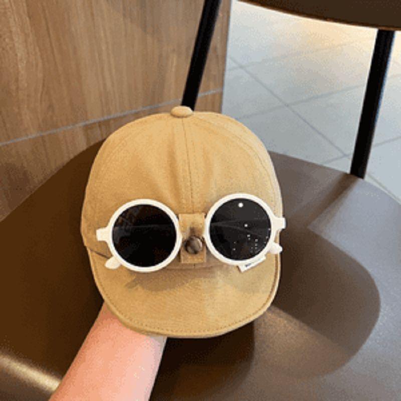 Unisex Children's Soft Brim Spring/Summer Hat with Detachable Glasses - Korean Style Toddler Baseball Cap