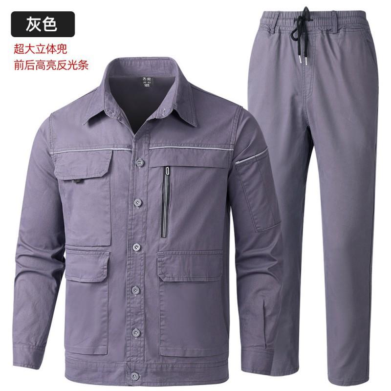 

Thin Cotton Overalls Suit Men s Shirt Long-sleeved Large-size Loose Casual Wear-resistant Uniform 180 yards recommended 145-165 kg