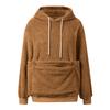 Women'S Double-Sided Plush Hooded Sweater Autumn And Winter Solid Color Hooded Plush Pet Pocket Double Pocket Pullover Sweater