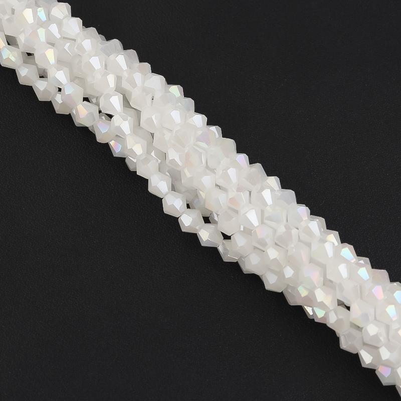 Apx 95pcs/Strand 4mm Shiny Crystal Beads Bicone Beads Faceted Glass Beads Loose Spacer Beads for Bracelet DIY Jewelry Making