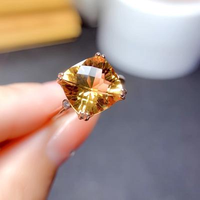 Morgan Stone Champagner-Diamantring mit 5-Karat-Princess-Square-Diamantöffnung, farbenfroher Schatz-Diamantring