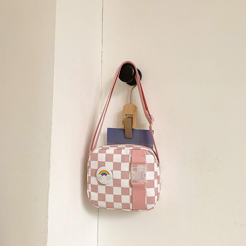 Stylish Children's Checkerboard Canvas Bag Ideal For Boys' Casual Outings And Everyday Use